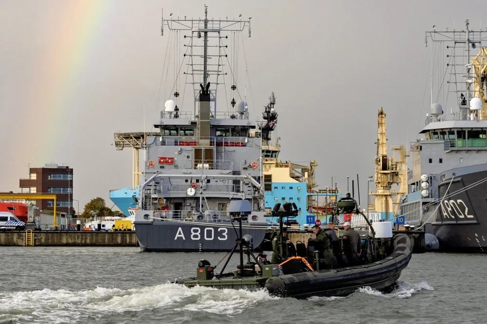 Counter-drone sensors deployed on a Dutch Navy vessel during NATO's Bold Machina exercise